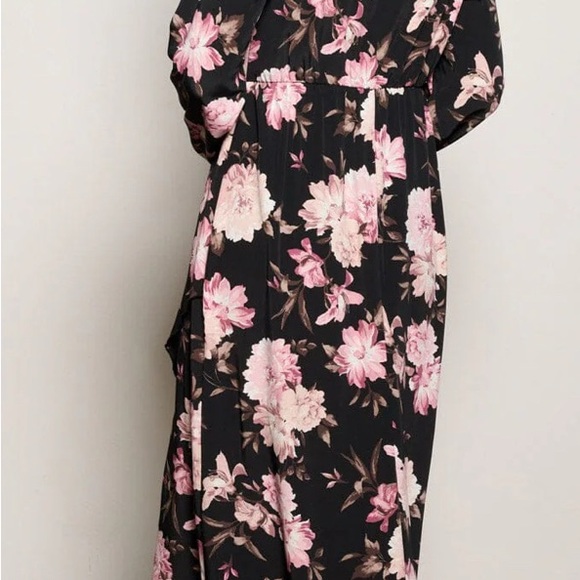 NWT Women's Long Sleeve Floral High Low V-Neck Flowy Party Long Maxi Dress - Picture 8 of 12